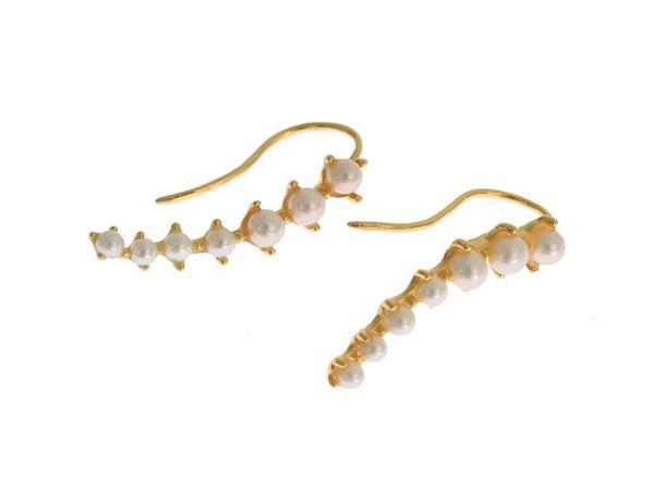 Grote foto nialaya white pearl hook gold 925 silver earrings kleding dames sieraden