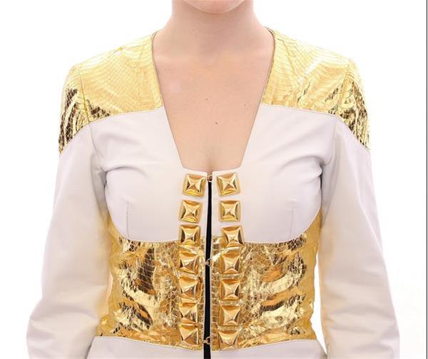 Grote foto vladimiro gioia white gold metallic leather jacket it42 m kleding dames jassen zomer