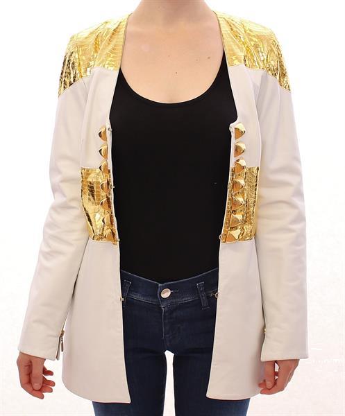 Grote foto vladimiro gioia white gold metallic leather jacket it42 m kleding dames jassen zomer