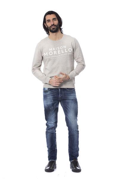 Grote foto frankie morello mgreymelange sweater s kleding heren truien en vesten