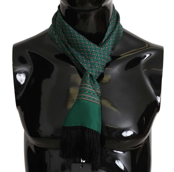 Grote foto dolce gabbana green baroque tassel mens silk scarf kleding dames sieraden