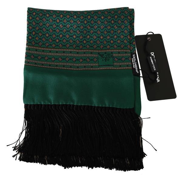Grote foto dolce gabbana green baroque tassel mens silk scarf kleding dames sieraden