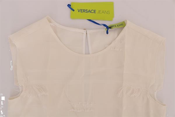 Grote foto versace jeans white fringes blouse tank top it40 s kleding dames t shirts