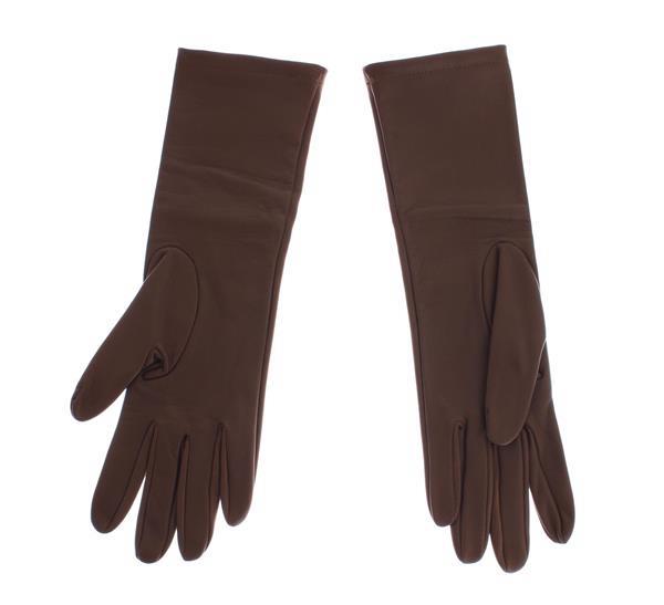 Grote foto dolce gabbana brown leather wrist slim womens gloves s kleding dames sieraden