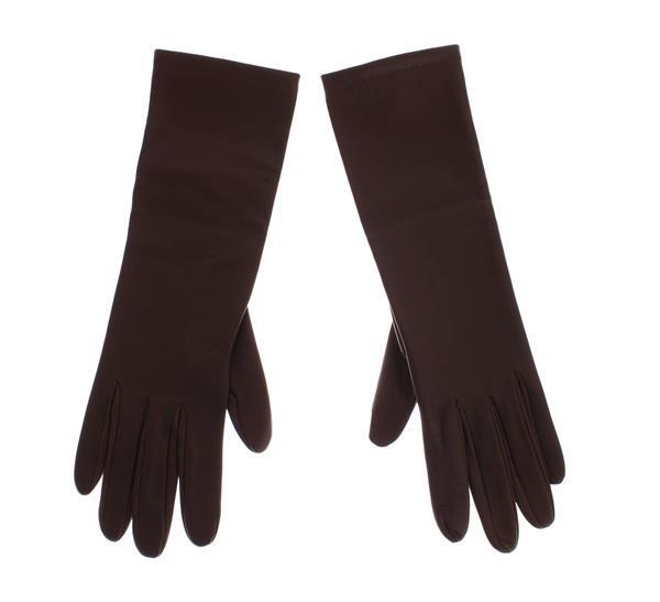 Grote foto dolce gabbana brown leather wrist slim womens gloves s kleding dames sieraden