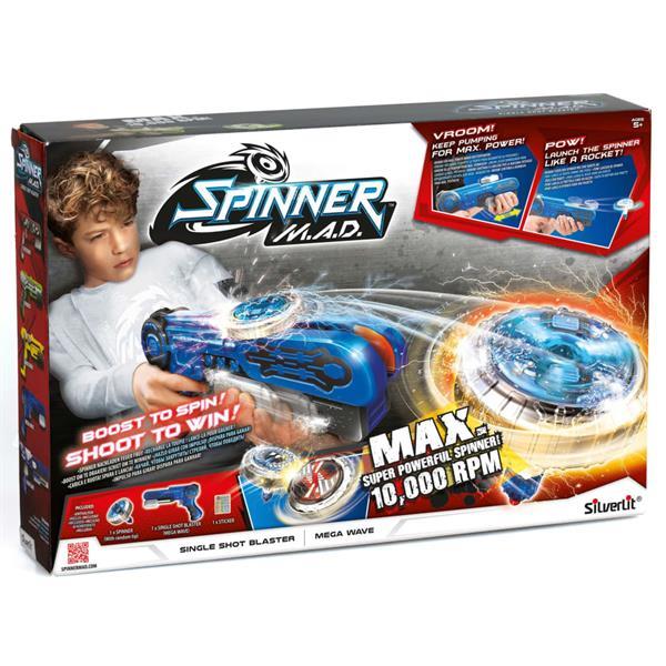 Grote foto silverlit spinner mad single shot blaster mega wave blauw kinderen en baby los speelgoed