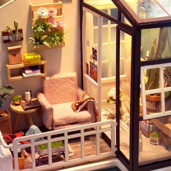 Grote foto robotime miniatuur knutselset balcony daydreaming met led ve verzamelen overige verzamelingen