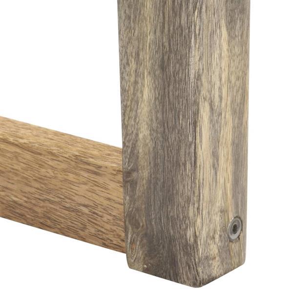 Grote foto vidaxl bankje 110 cm echt leer en massief mangohout zwart huis en inrichting overige huis en inrichting