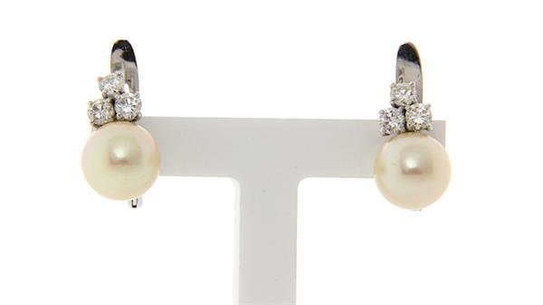 Grote foto witgouden oorsieraden met parel en diamant 18 krt 1125 sieraden tassen en uiterlijk oorbellen