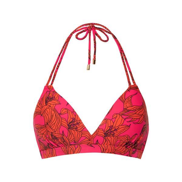 Grote foto pink lilies padded triangle bikinitop 015 kleding dames badmode en zwemkleding