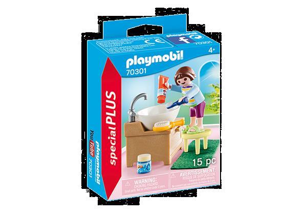 Grote foto playmobil special plus 70301 meisje aan wastafel kinderen en baby duplo en lego
