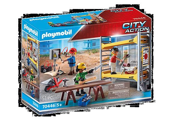 Grote foto playmobil city action 70446 stelling met werklieden kinderen en baby duplo en lego