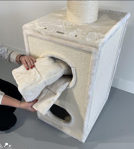 Grote foto krabton compleet cat tower box creme dieren en toebehoren katten accessoires