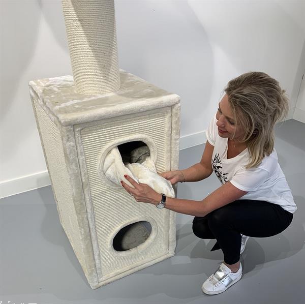 Grote foto krabton compleet cat tower box creme dieren en toebehoren katten accessoires