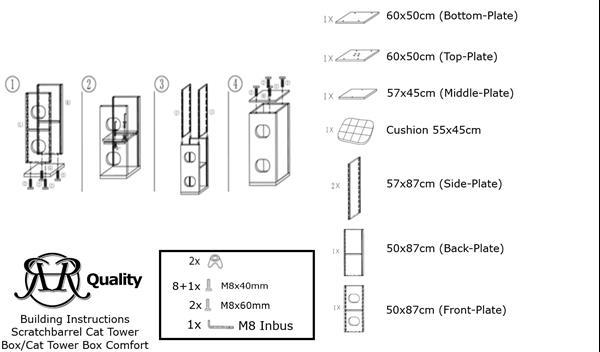 Grote foto krabton compleet cat tower box creme dieren en toebehoren katten accessoires