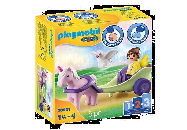 Grote foto playmobil 1.2.3 70401 eenhoornkoets met fee kinderen en baby duplo en lego