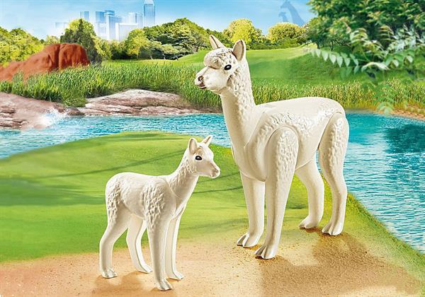 Grote foto playmobil family fun 70350 alpaca met baby kinderen en baby duplo en lego