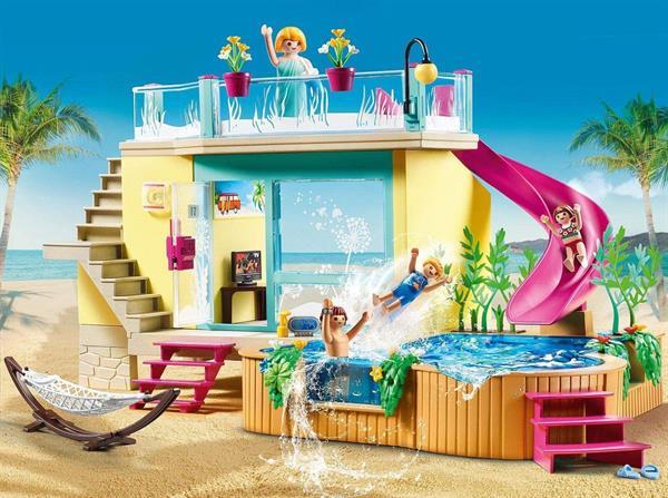 Grote foto playmobil family fun 70435 bungalow met zwembad kinderen en baby duplo en lego