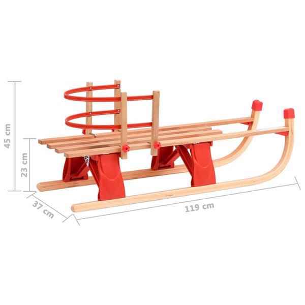 Grote foto vidaxl sneeuwslee met rugleuning inklapbaar 110 cm hout kinderen en baby los speelgoed