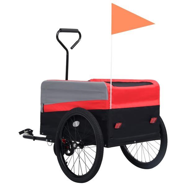 Grote foto vidaxl fietskar 2 in 1 aanhanger loopwagen xxl rood grijs en dieren en toebehoren overige