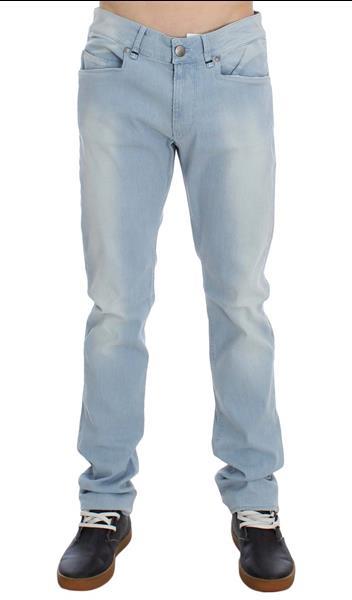 Grote foto ylisia fashion blue denim cotton stretch slim fit jeans w34 kleding heren spijkerbroeken en jeans