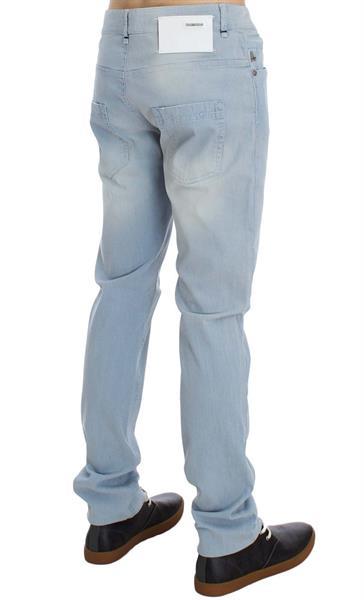 Grote foto ylisia fashion blue denim cotton stretch slim fit jeans w34 kleding heren spijkerbroeken en jeans