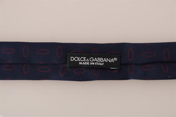 Grote foto dolce gabbana blue silk red oval pattern slim tie kleding dames sieraden