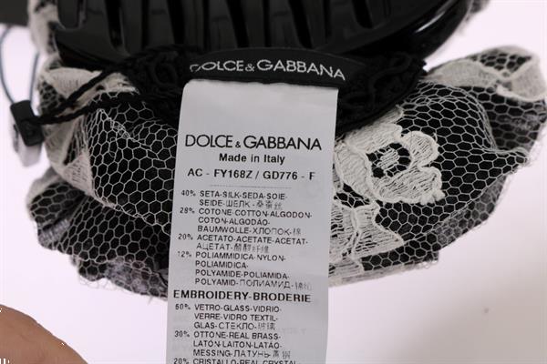 Grote foto dolce gabbana black white floral lace crystal hair claw kleding dames sieraden