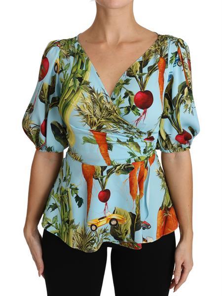 Grote foto dolce gabbana multicolor vegetable print silk top peplum w kleding dames t shirts