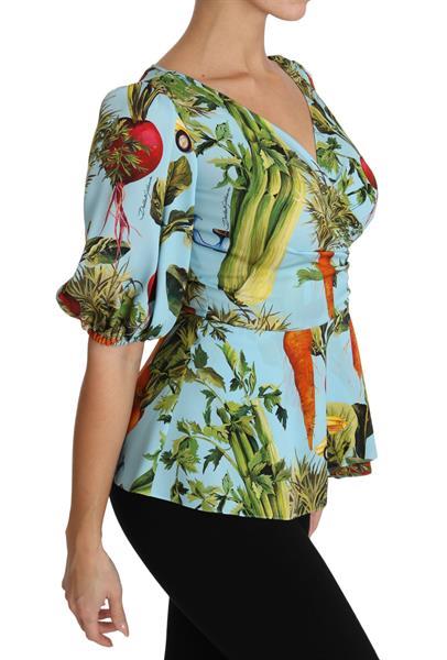 Grote foto dolce gabbana multicolor vegetable print silk top peplum w kleding dames t shirts