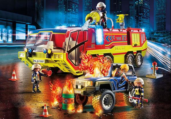 Grote foto playmobil city action 70557 brandweer met brandweerwagen kinderen en baby duplo en lego