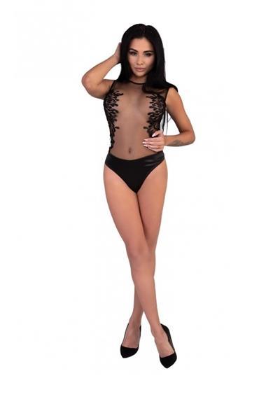 Grote foto doorzichtige lingerie body met zwart motief maat l xl kleding dames ondergoed