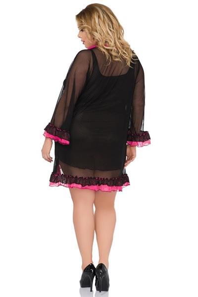 Grote foto babydoll set zwart met roze maat 42 44 kleding dames ondergoed