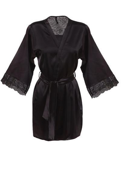 Grote foto zwart satijnen kimono grote maat maat xl kleding dames ondergoed