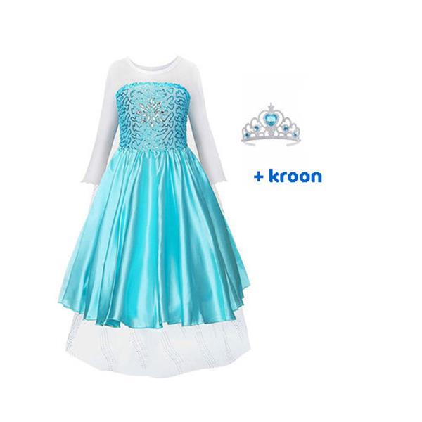 Grote foto elsa jurk prinsessenjurk meisje frozen gratis kroon kleding dames verkleedkleding