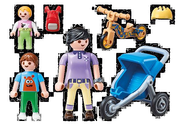 Grote foto playmobil city life 70284 mama met kinderen kinderen en baby duplo en lego