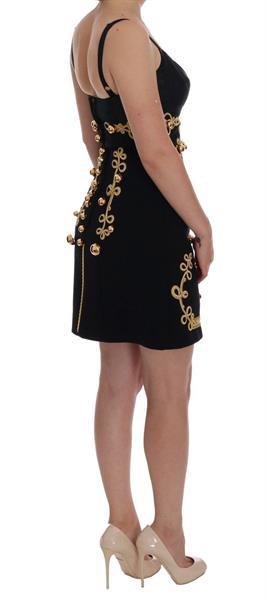 Grote foto dolce gabbana black wool stretch gold a line dress it36 kleding dames jurken en rokken