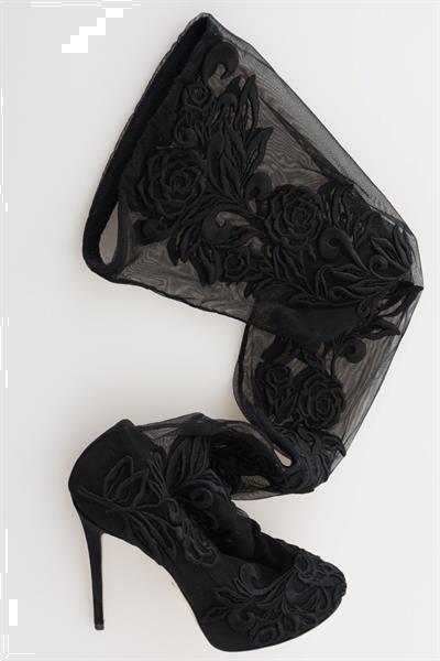 Grote foto dolce gabbana black floral embroidered socks boots eu36 us kleding heren schoenen