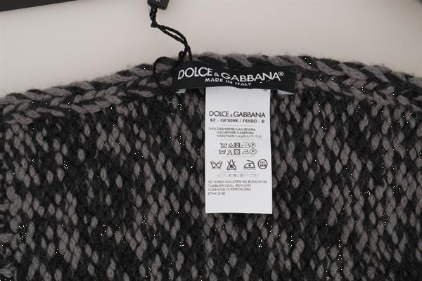 Grote foto dolce gabbana black gray cashmere patterned scarf kleding dames sieraden