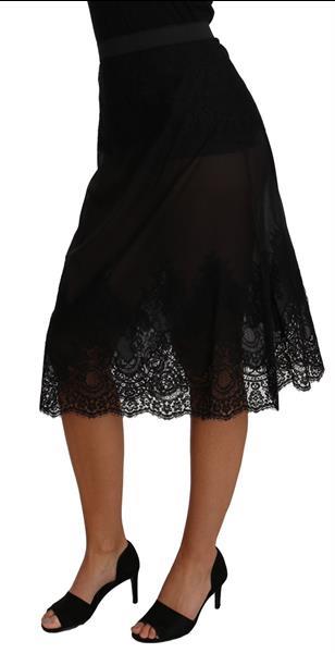 Grote foto dolce gabbana black silk lace floral skirt it1 xs kleding dames jurken en rokken