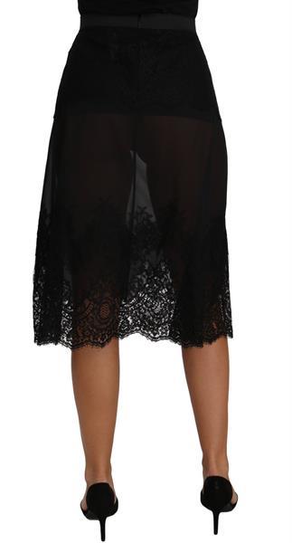 Grote foto dolce gabbana black silk lace floral skirt it1 xs kleding dames jurken en rokken