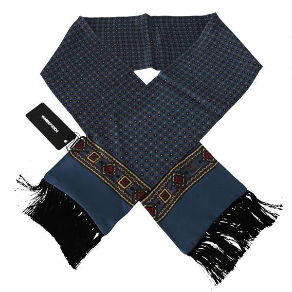 Grote foto dolce gabbana blue patterned tassel silk mens scarf kleding dames sieraden