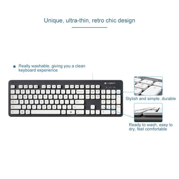 Grote foto logitech k310 usb washable wired keyboard for windows xp v computers en software toetsenborden