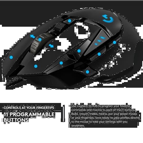 Grote foto logitech g502 hero wired gaming mouse with 11 buttons lengt computers en software toetsenborden
