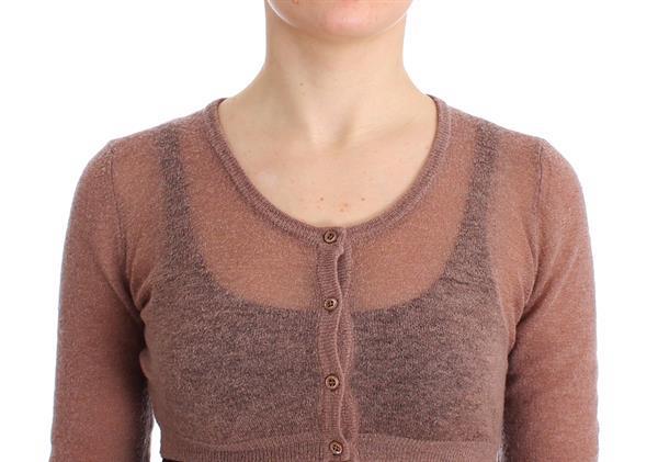 Grote foto ermanno scervino lingerie brown knit cropped sweater cardiga kleding dames truien en vesten