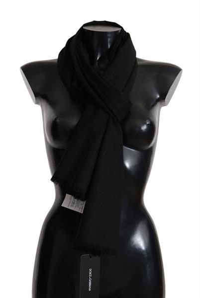 Grote foto dolce gabbana solid black 100 wool shawl wrap 70cm x 200c kleding dames sieraden
