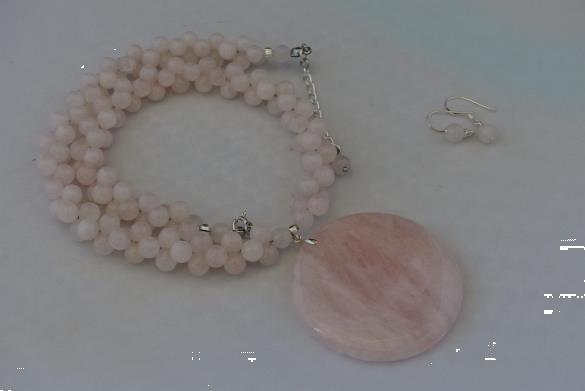 Grote foto set rozenkwarts ketting oorhanger sieraden tassen en uiterlijk kettingen