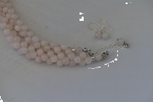 Grote foto set rozenkwarts ketting oorhanger sieraden tassen en uiterlijk kettingen
