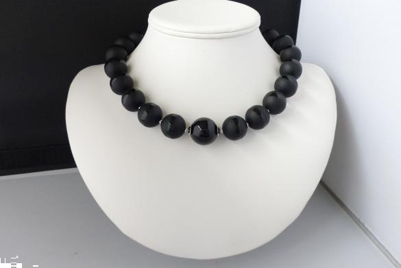 Grote foto 18 mm onyx ketting oorhanger set sieraden tassen en uiterlijk kettingen