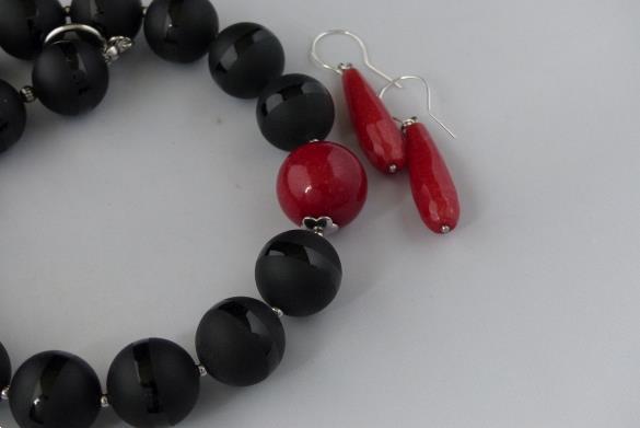 Grote foto set van onyx agaat ketting oorhanger sieraden tassen en uiterlijk kettingen